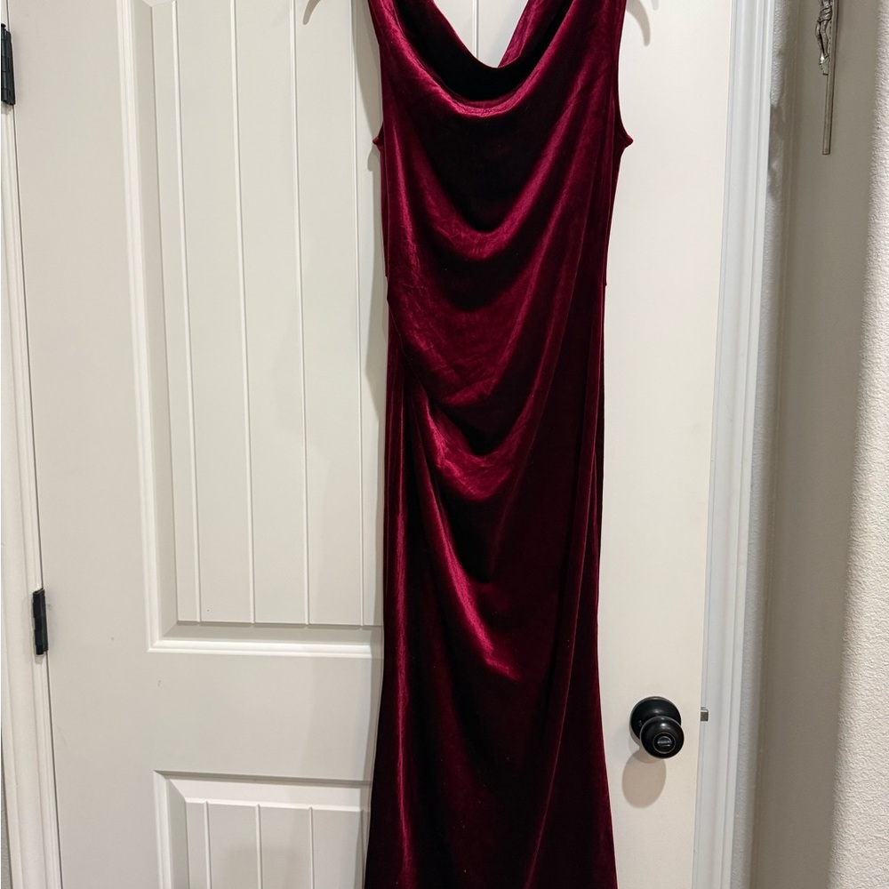 Elegant Burgundy Velvet Dress